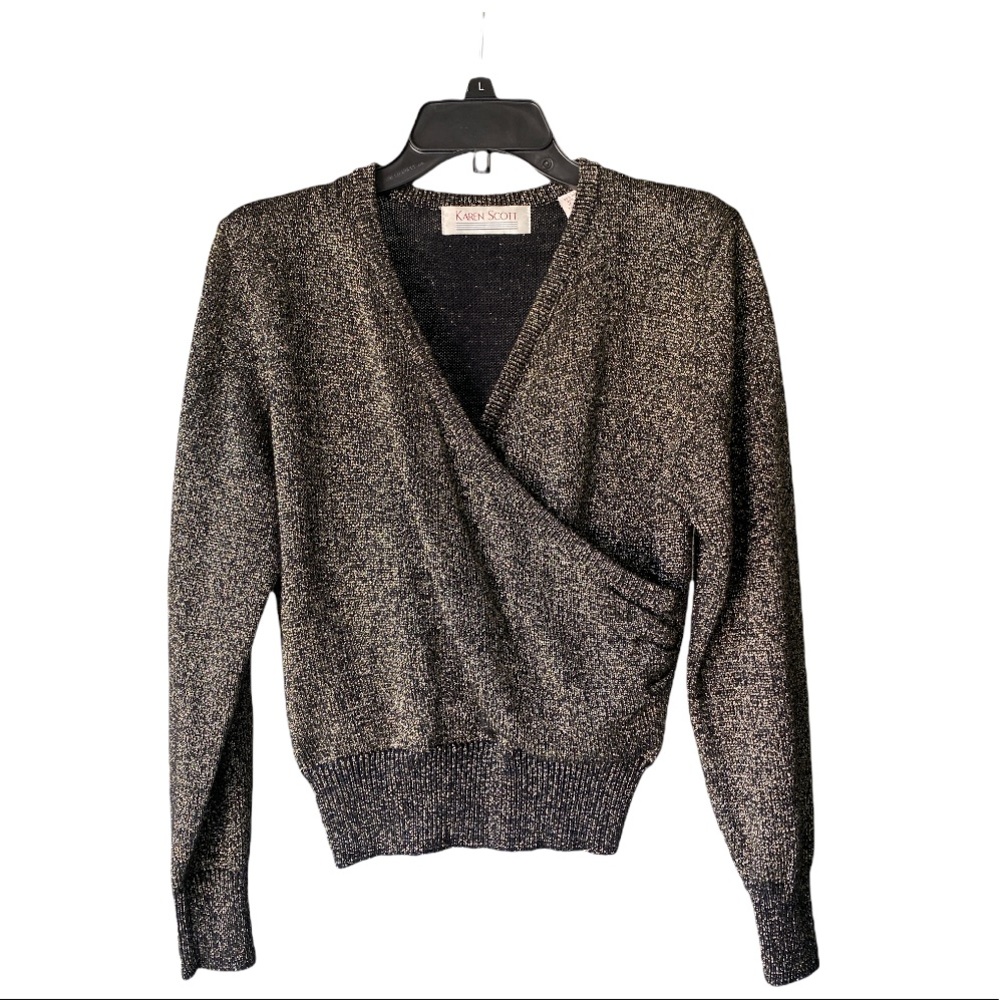 Karen Scott Black and Gold Sweater, Women’s Size Small